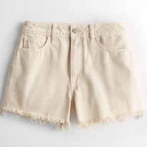 Hollister Cream Frayed Hem Denim Shorts